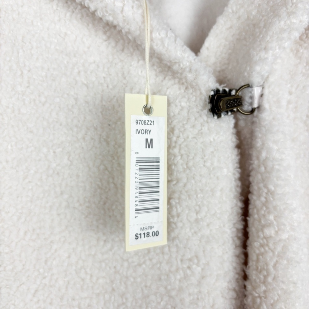 NWT Max Studio Cream Sherpa Clasp Front Jacket Sz M - Picture 4 of 10